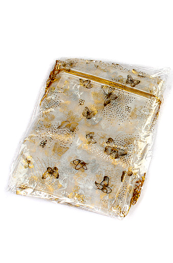 Мешок шифон с тиснением 315/104 бабочки золотые