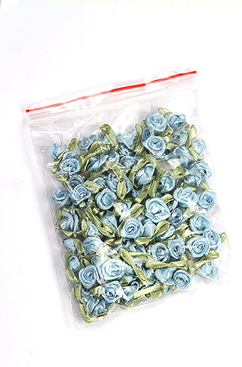 Цветок декор. 001/50 атласная розочка- голубая