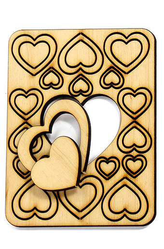 Декор деревянный 38/406 резной набор- сердца классик-микс