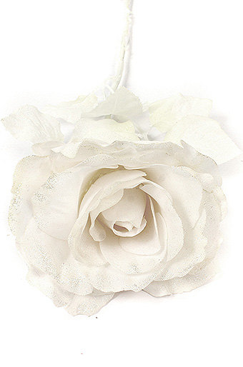 Цветок декор. 129/00 роза бархатная белая