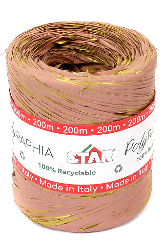 Рафия 200/99-61 старлайт- розовая с золотом