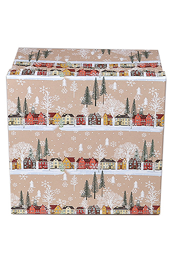 Коробка карт. 107/X9101 наб. из 10 квадратов- нов.год домики в деревне