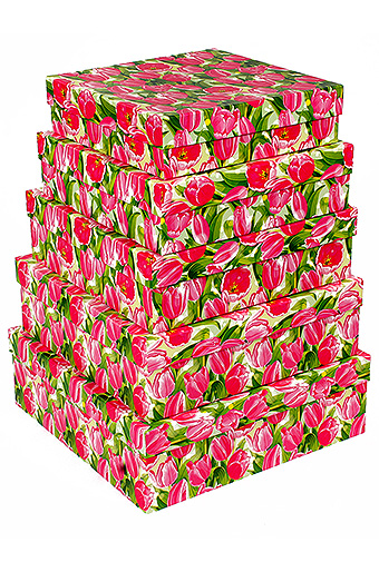 Коробка карт. 050/2801 наб. из 5 квадратов- танго тюльпанов