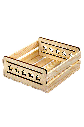 Коробка деревянная 125/614-93 лоток прямоуг. с резными ручками- погоны