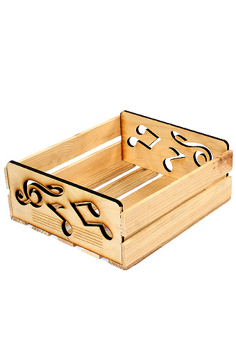 Подарочные Коробка деревянная 125/115-93 лоток прямоуг. с резными ручками- льется музыка / ПОД ЗАКАЗ от производителя