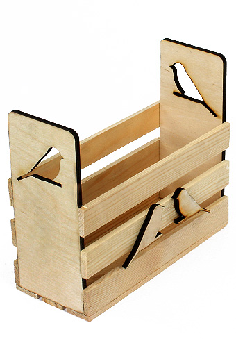 Коробка деревянная 605/109-93 прямоуг. c резными ручками- птички