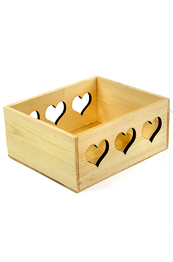 Коробка деревянная 130/401 прямоуг. гор. с резными боковинами- 6 сердец