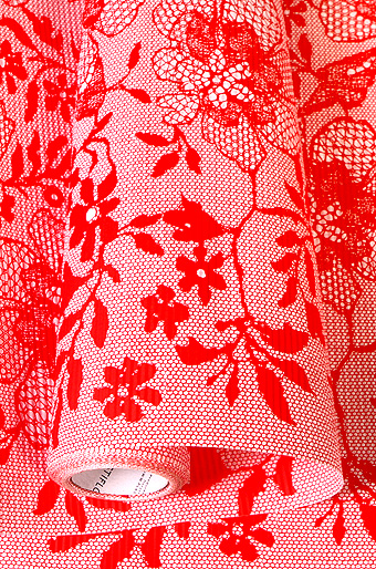 Бумага крафт 32/306-20 рельефная- цветы кружевные красные