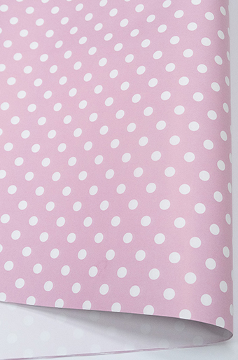 Бумага глянц. 100/004-61 горошек белый на розовом