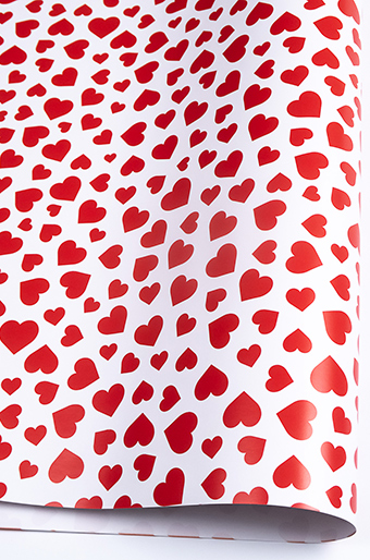 Бумага глянц. 100/4007 сердца красные на белом