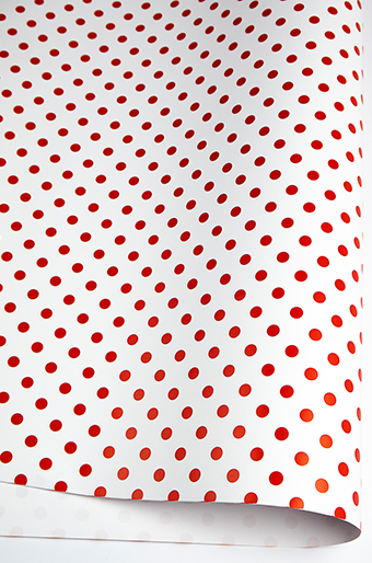 Бумага глянц. 100/005-20 горошек красный на белом