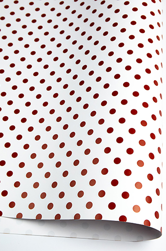 Бумага глянц. 100/005-25 горошек бордо на белом